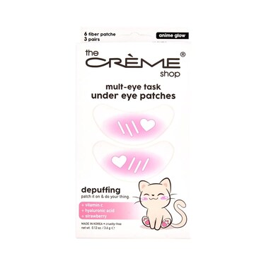 The Cr&egrave;me Shop Mult-Eye Task Under Eye Patches   Under Eye Patches for Puffy Eyes   Korean Skin Care   Vitamin C, Hyaluronic Acid, Strawberry - Anime Glow (3 Pack)