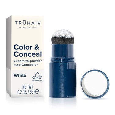 TRUHAIR Color &amp; Conceal Waterproof Root Touch Up Hair Color Concealer - Hair Cover up for Gray Coverage and Hairline Filling - 11 Hair Colors Available (White)