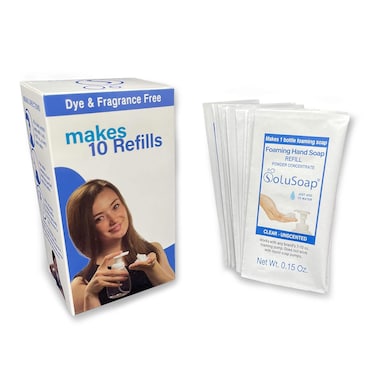 Unscented Makes 10 bottles of Premium Foaming Hand Soap, Fragrance Free, Quick Dissolve, Immediate Use Foaming Hand Soap Refills, Powder Concentrate. Use 99% less Plastic