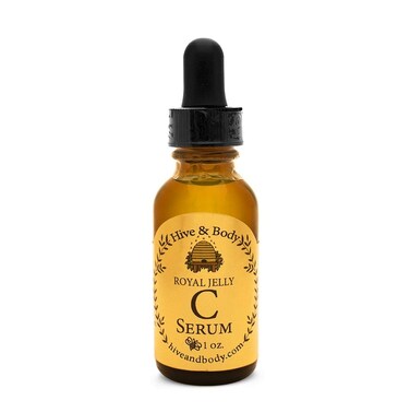 Hive &amp; Body Vitamin C Facial Serum with Royal Jelly, Jojoba Oil, and Propolis Locally Sourced by California Family Owned Bee Farmers with All Natural Ingredients 1 fl oz