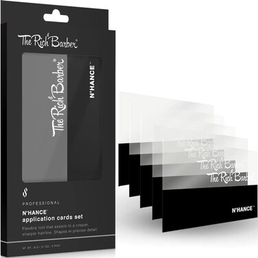 The Rich Barber N'Hance Hair Building Fiber Application Cards, 5 Pack - Hairline Line Up &amp; Enhancement Applicator Tool - Works with All Hair Building Fibers - For Barbers &amp; Personal Use