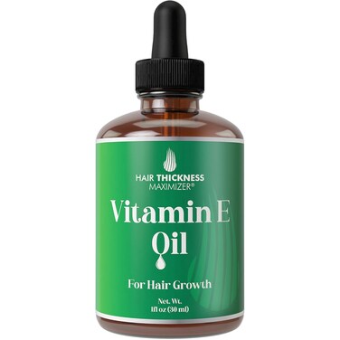 Vitamin E Oil for Hair Growth - Thickening, Moisturizing, Strengthening Serum For Women, Men. Single Ingredient Scalp Treatment For Weak, Dry, Frizzy Hair 1oz