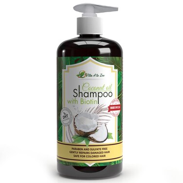 Coconut Oil Shampoo with Biotin, Aloe Vera (16.9 Fl Oz) &ndash; Hair Regrowth Shampoo for Dry, Frizzy or Coarse Hair &ndash; Moisturizing, Hydrating, Flyaway Taming &amp; Anti Frizz Hair &amp; Scalp Care