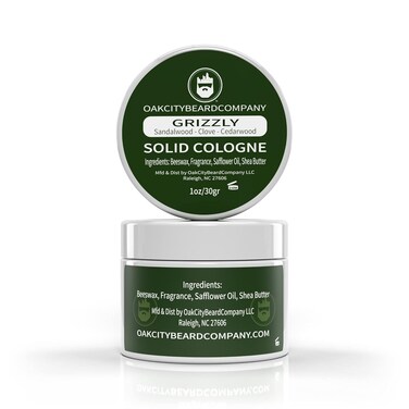 Oak City Beard Company - Grizzly - Solid Cologne - 1 Ounce - Sandalwood - Clove - Cedarwood - Citrus
