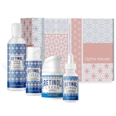 LilyAna Naturals Skin Care Set - Retinol Set with Face Wash, Eye Cream, Serum, and Retinol Cream - Skin Care Products