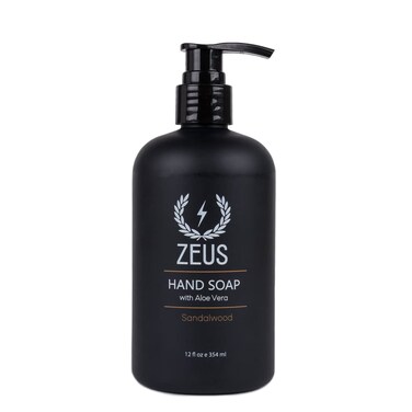 ZEUS Liquid Hand Soap with Aloe Vera, Natural Moisturizing Hand Wash, Prevents Dry Skin &ndash; MADE IN USA (Sandalwood) 12 oz.