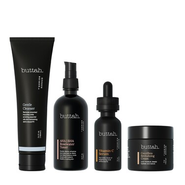 Buttah Skin Supreme Kit for Melanin Rich Skin   CocoShea Revitalizing Cream 2 oz   Vitamin C Serum 1 oz   Cleanser 3.4 oz   Rosewater Toner 3.4 oz   Black Owned Skincare