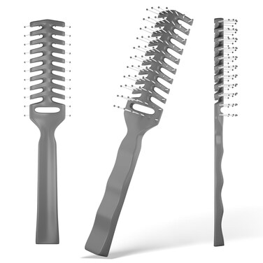EZGOODZ Gray Vent Hair Brush, 8 Inch. Pack of 12 Plastic Hairbrushes for Woman &amp; Man. Gentle Brushing and Hair Care for Spa Salons. Bulk Hair Brushes with Plastic Bristles