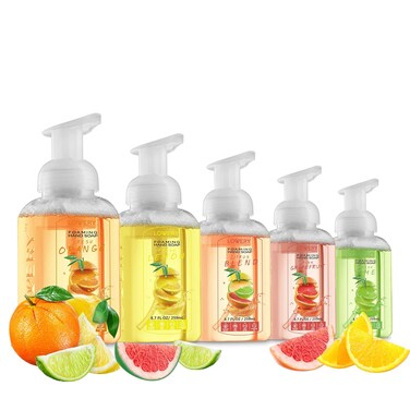 Foaming Hand Soap - Pack of 5 - Moisturizing Hand Soap with Aloe Vera &amp; Essential Oils - Alcohol-Free Hand Wash in Citrus Blend, Lemon, Orange, Lime, Pink Grapefruit Fragrances for Kitchen &amp; Bathroom