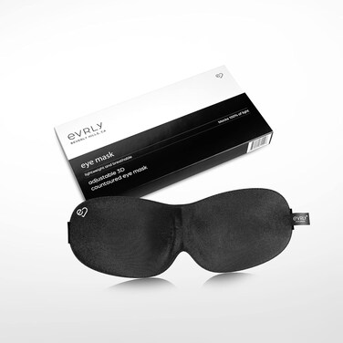 Beverly Hills Eye Mask Designed for Eyelash Extensions, 3D Contoured Design, Soft Fabric, Deep Eye Cavities, Form Fitting, Adjustable Headband Strap, No Pressure Sleep &amp; Travel Eye Mask (Black)