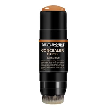 Concealer Stick - Men&rsquo;s 2-in-1 Concealer &amp; Brush - For Blemishes, Dark Circles, Scars, Acne &amp; Uneven Skin Tones - Natural Finish - All Skin Types - Vegan - Extra Rich - 1 Stick