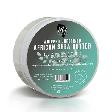 RA COSMETICS Whipped Shea Butter Eucalyptus &ndash; 6oz   100% Pure and Natural African Shea Butter for Men &amp; Women - Ultimate Handcrafted Moisturizer with Essential Vitamins for Radiant Skin &amp; Hair