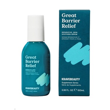 KraveBeauty Jumbo Great Barrier Relief, Soothing Skin Barrier Repair Serum, Contains Tamanu Oil to Soothe and Calm Redness, For All Skin Types, Vegan &amp; Cruelty Free, 3.38 fl oz
