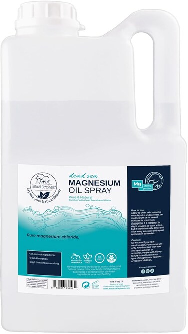 Natural Elephant Dead Sea Magnesium Oil Spray for Topical Use   100% Pure   2 Liter Bulk Refill (4.2 lbs)   Promotes Relaxation and Well-Being