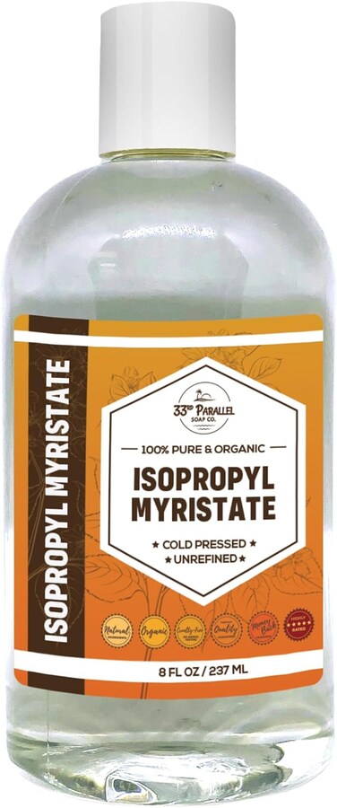 ISOPROPYL MYRISTATE (8 oz) Natural Plant Derived Cosmetic Grade IPM for Soap Making, Fragrances, Shampoo, Creams &amp; Lotion, Makeup &amp; Adhesive Remover, Antiperspirants &amp; Deodorants   8 Ounces