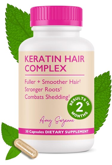 Keratin Hair Complex - For Postpartum Hair Loss and Shedding - Clinically-Proven KeraGEN-IV - Sustainably Sourced Keratin for Stronger Roots &amp; Fuller Hair - 30 Day Supply