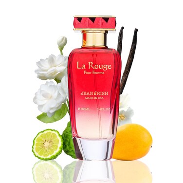 Jean Rish La Rouge Eau De Parfum - Perfume for Women (3.4 Fl Oz / 100ml) with Mango, Jasmine &amp; Vanilla Notes - Long Lasting and Luxury Fragrance
