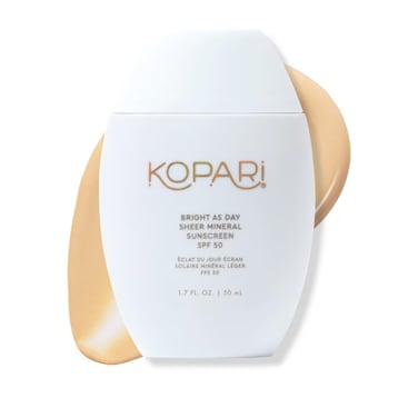 Kopari Bright as Day Sheer Mineral Sunscreen SPF 50, 100% Mineral Facial Sunscreen with Vitamin C &amp; Niacinamide, Sheer Finish, All Skin Tones, 1.7 oz