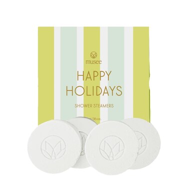 Musee   Happy Holidays Four Shower Steamers   Handmade in USA   Cruelty-Free &amp; Paraben-Free   Vegan &amp; Natural Ingredients   Holiday Gift Set for Women &amp; Men   Aromatic Shower Experience