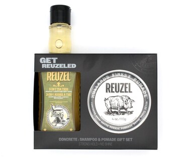 REUZEL Concrete Matte Pomade &amp; 3-in-1 Shampoo Gift Set, Strong All Day Hold, For All Hairstyles