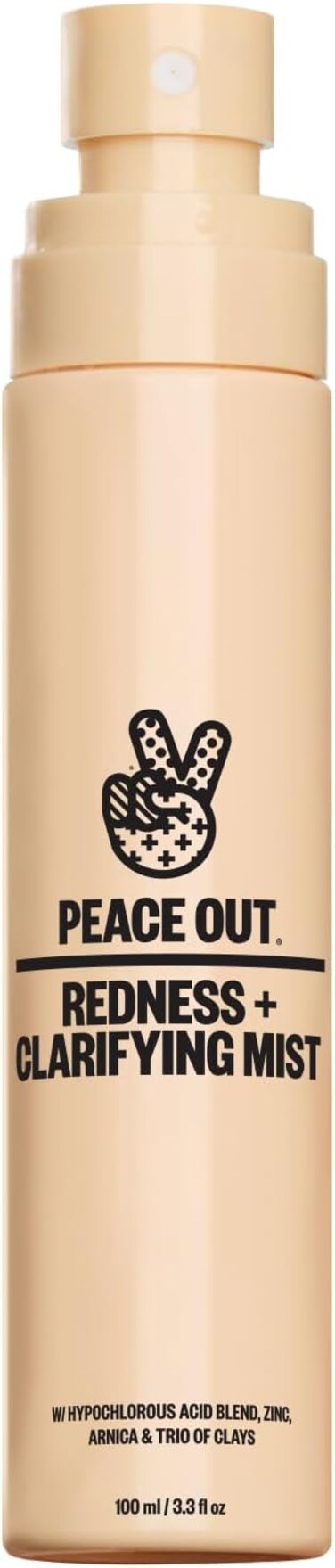 PEACE OUT Skincare Redness &amp; Clarifying Mist, Hypochlorous Acid Spray Helps Reduce Redness and Excess Oil, Balancing Facial Spray for Acne-Prone Skin, 3.3 fl oz