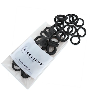 Heliums Mini Hair Ties No Damage - Black - Extra Small 0.7 Inch Tiny Soft Seamless Hair Bands for Toddlers, Braids, Kids Ponytails- 40 Count