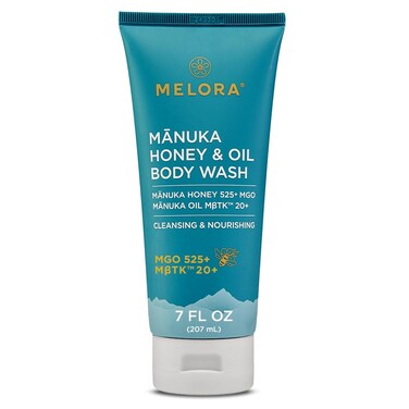 MELORA Manuka Honey Body Wash (7 Oz) - Moisturizing Skin Care Body Soap with Manuka Honey &amp; Oil for Acne, Dry, or Sensitive Skin - Moisturizing Travel Size Shower Gel for Women &amp; Men