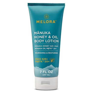 MELORA Manuka Honey Body Lotion (7oz), Moisturizing Lotion with Soothing Manuka Honey &amp; Oil for Dry, Very Dry, Sensitive, or Aging Skin &ndash; Manuka Honey Cream Moisturizer for Women &amp; Men