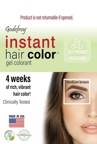 Godefroy Instant Hair Color 20 applications per kit - Medium Brown Professional Pack 20 Application Kit
