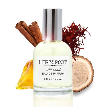 Herb &amp; Root Amber Wood Spice Perfume Blend, Rollerball or Eau de Parfum, Notes of Saffron, Cardamom, Sandalwood, Frankincense, (Silk Road Eau de Parfum)