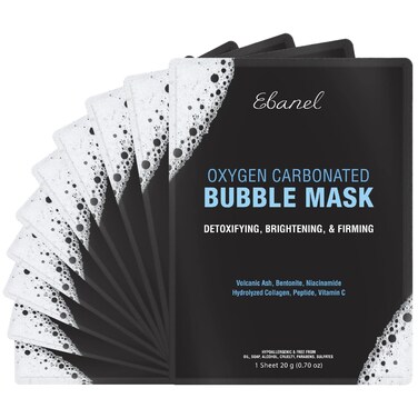 Ebanel 10 Pack Carbonated Bubble Clay Mask, Deep Cleansing Face Mask, Detox Volcanic Ash and Bentonite Clay Masks with Collagen Peptides, Vitamin C, Hyaluronic Acid, Niacinamide