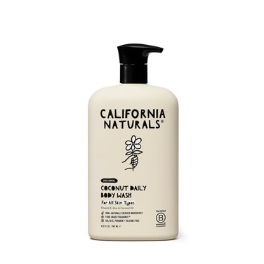 California Naturals Body Wash for Women and Men, Vitamin E Shower Gel Cleanser, Natural, Vegan &amp; Cruelty Free, Paraben &amp; Sulfate Free, Moisturizing Skin, Coconut, All Skin Types, 16.5 fl oz