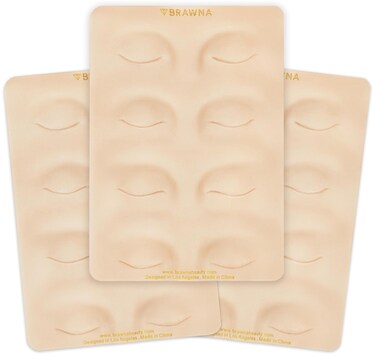 BRAWNA [ 3 Pack ] 3D Eyebrow PMU Practice Skin - Eyeliner Practice Skin - 4 Different Shapes - PMU Supplies