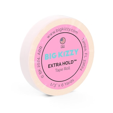 Big Kizzy Double Sided Tape in Hair Extension Tape Roll -Extra Hold- .313" x 6 Yards - 7+ Weeks of wear - Strong Hold Replacement Tape for Tape Weft, Express Weft, Made in USA, Medical Grade Adhesive