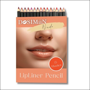Lipliner Pencil 15 Shades, Natural Collection Nude, 5 3/4 inch,Matte Finish, Creamy Texture, Long Lasting,High-end specifications