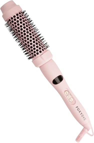 FoxyBae Hot Round Brush Hottie Hot Ceramic Hair Brush 1.5" - Curling Round Brush &amp; Straightener - Multi-Styler Thermal Brush - Fight Frizz &amp; Add Volume [Blush]
