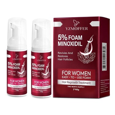 Minoxidil Foam for Women Hair Growth: 5% Minoxidil as Women's Hair Loss Treatments and Hair Thickening Products, 2 Pack