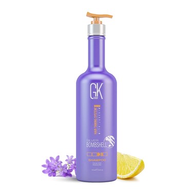 GK HAIR Global Keratin Silver Bombshell Purple Shampoo (24 Fl Oz/710ml) For Blonde, Platinum, Ash, Silver &amp; Gray Hair Moisturizes Dry &amp; Damaged Removes Yellow Brassy Tones