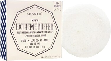 SPONGELL&Eacute; Men's Extreme Buffer - Body Wash/Shower Gel Sponge - Bergamot Absolute White