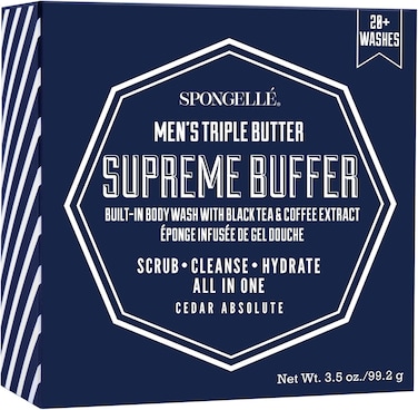 Spongell&eacute; Men's Triple Butter Supreme Body Wash Infused Buffer, Cedar Absolute