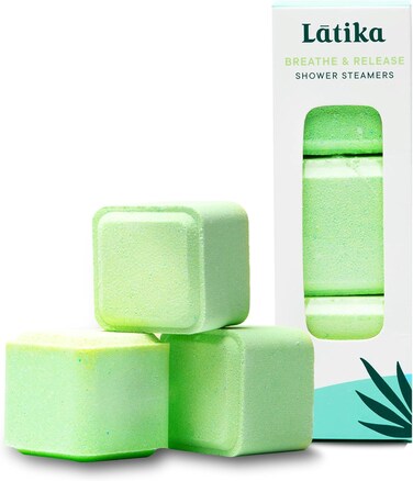 Latika Breathe &amp; Release Aromatherapy Shower Steamer - Eucalyptus and Peppermint Essential Oils for Stress Relief, Relaxation and Anxiety Support Long-Lasting, Natural, Vegan Shower Must-Haves