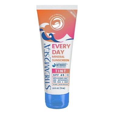 SPF 45 Every Day Tint Mineral Sunscreen   2.5 Fl Oz Biodegradable, Paraben Free &amp; Reef Safe   Non-Greasy Tinted Sunscreen For Face &amp; Body Protection Against UVA &amp; UVB