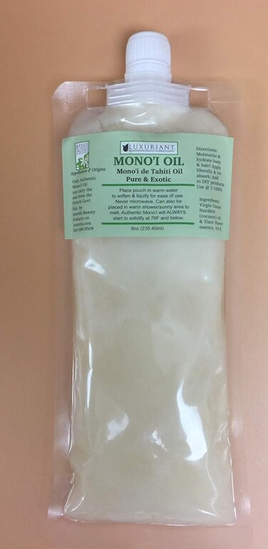 Luxuriant Monoi de Tahiti Oil, Pure &amp; Exotic Body Oil, Natural Moisturizer, All Natural, Concentrated (8 oz)