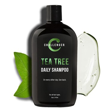 Challenger Tea Tree Shampoo   Men's Shower Product   For Itchy &amp; Dry Scalp   Removes Dirt &amp; Oils   Sulfate Free   Argan Oil, Biotin, Keratin   16oz