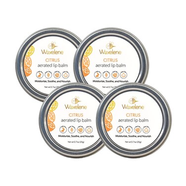 Waxelene Citrus Aerated Lip Balm Tin 4 Piece, Best Lip Balm Ever Organic Multipurpose Ointment Baby Eczema Dry Sensitive Skin Chapped Lips Moisturizer