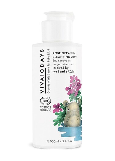 Organic Rose Geranium Cleansing Water -Quick Clean up for Baby &amp; Gentle Makeup Remover (3.4 oz   100 ml)