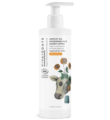 Organic Apricot Oil Nourishing Face &amp; Body Lotion for Baby &amp; Everyone Else Big Bottle with Pump 8 fl. oz.