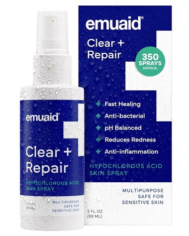 emuaid Clear + Repair Hypochlorous Acid Skin Spray, Hydrating Face and Mist Protection, Multi-Use Care for Sensitive Skin, Travel Size, 1 Pack