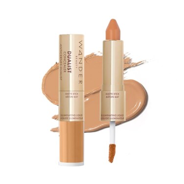 Wander Beauty Dualist Matte and Illuminating Concealer Makeup - Tan - Dual-Ended Matte &amp; Liquid Concealer Stick - Full Coverage Formula to Brighten, Firm &amp; Hydrates Under Eyes - 0.28 fl oz