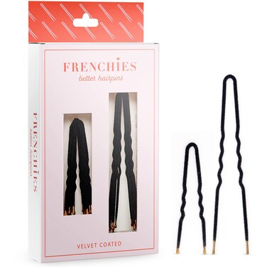 Frenchies French Twist Hair Pin, Ultra Flocked Extra Soft French Hair Pins for Women, Wedding, Updo Extensions, or Wig, 20 Count, Black
